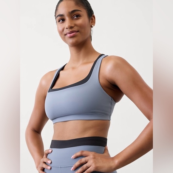 Athleta Double Up Blue Sports Bra - Picture 2 of 8